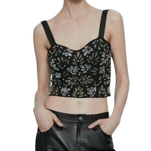 Zara  Black Top With Embroidered Sequins I Size: M